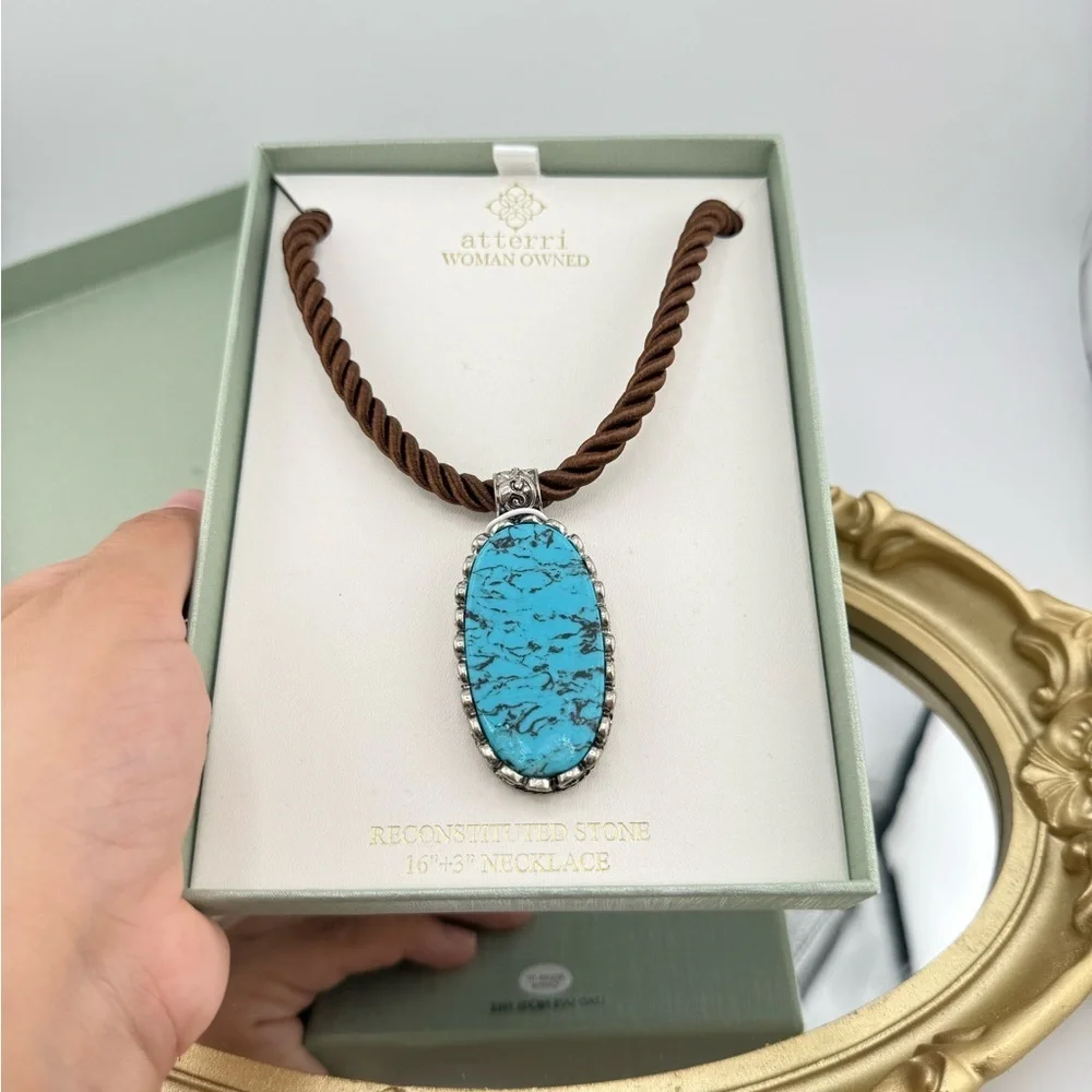 Atterri Turquoise-Style Reconstituted Stone Pendant Necklace –Western Boho Style - Picture 5 of 7